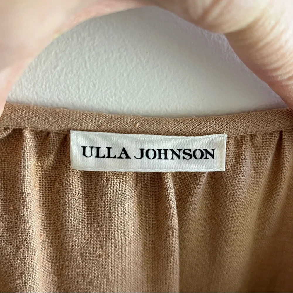 Ulla Johnson Kalea 100% Raw Silk Knit Long Sleeve Midi Dress Brown Beige Tan 4 S - Picture 7 of 11